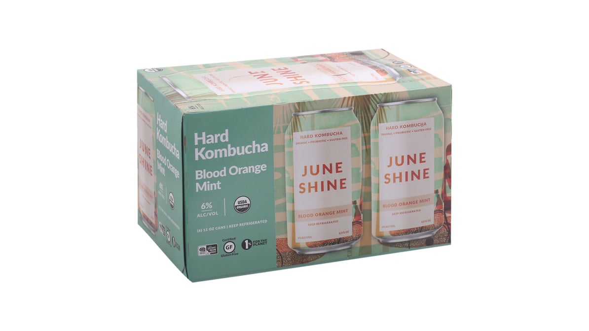 June Shine Blood Orange Mint Hard Kombucha Can (12 oz x 6 ct)