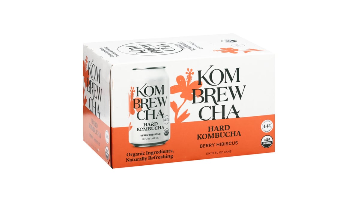 Kombrewcha Berry Hibiscus Hard Kombucha Cans (12 oz x 6 ct)