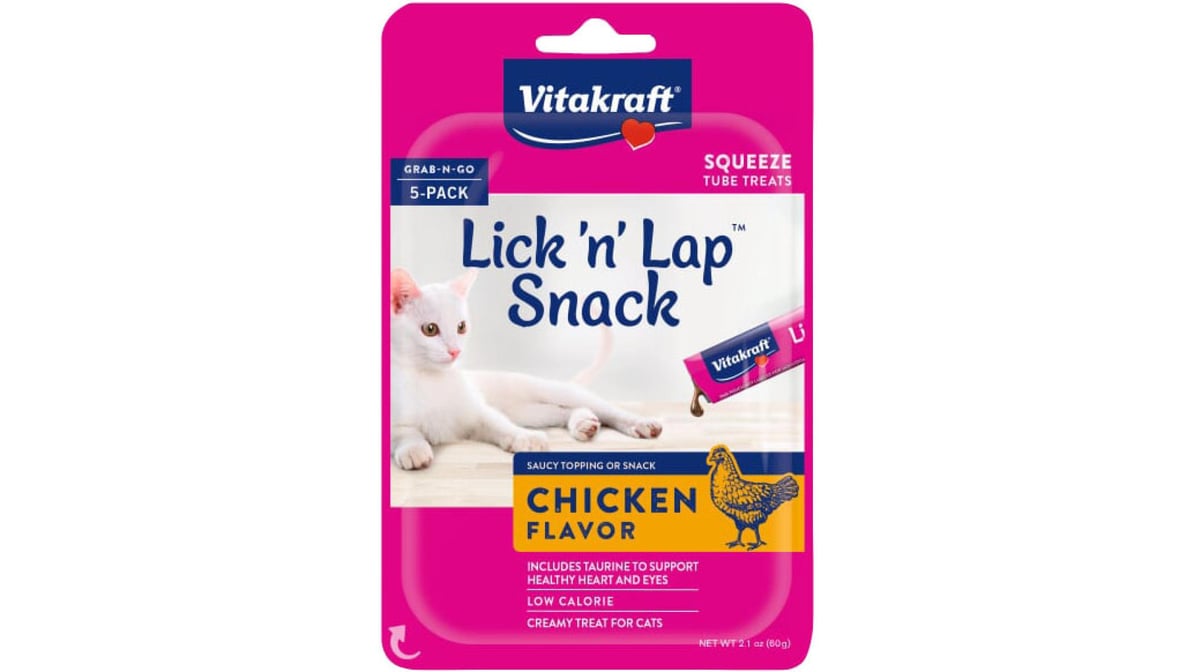 Vitakraft Lick 'n' Lap Snack Chicken Squeeze Tube Cat Treats(5 ct)