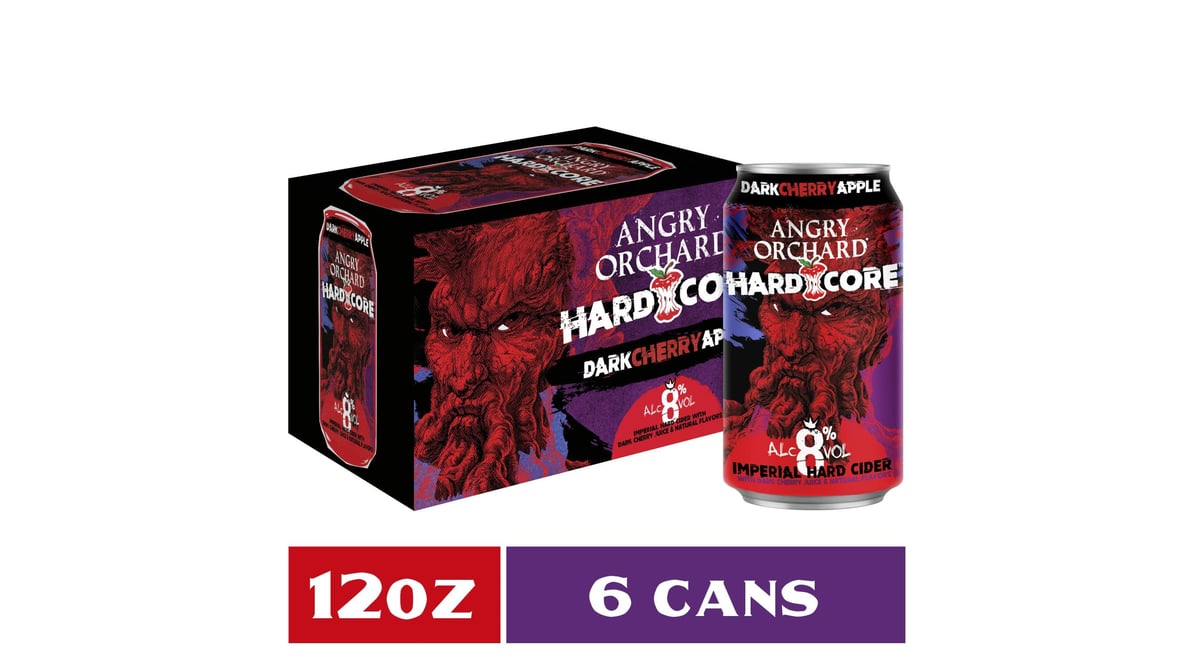 Angry Orchard Hardcore Dark Cherry Apple Imperial Hard Cider Cans (12 oz x 6 ct)