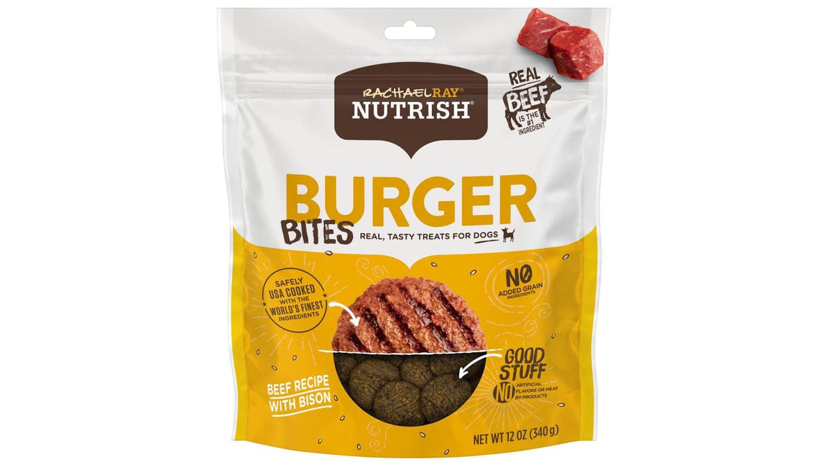 Rachael Ray Nutrish Burger Bites Dog Treats Beef with Bison Burger (12 oz)