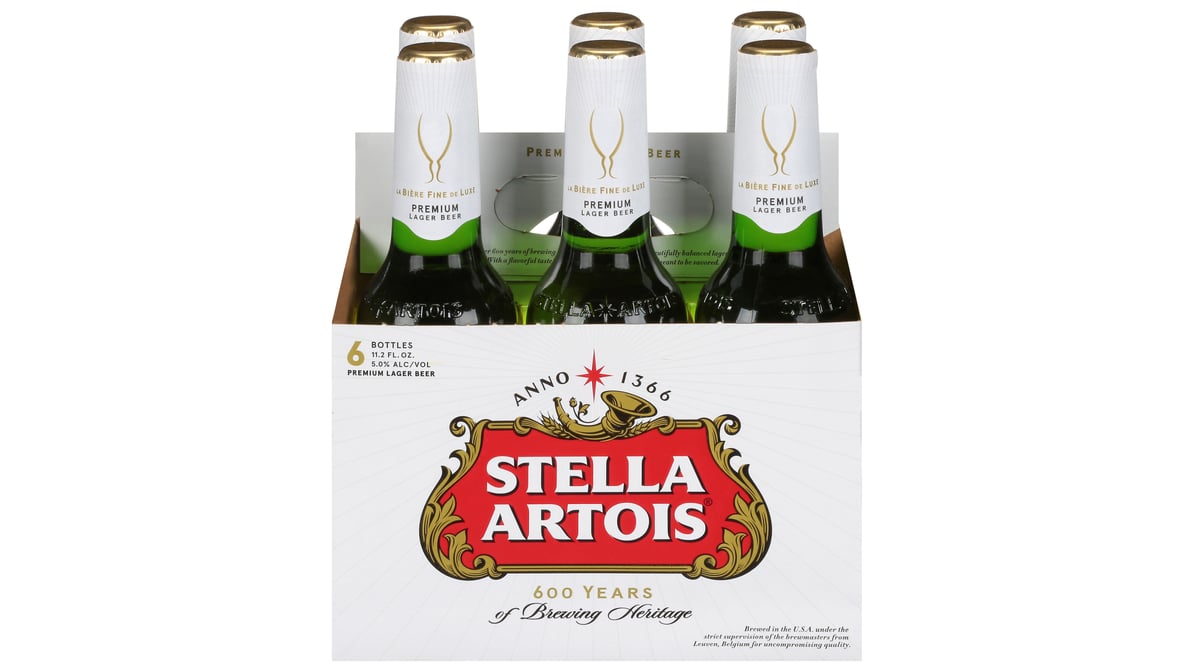 Stella Artois Premium Lager Beer Bottles (11.2 oz x 6 ct)