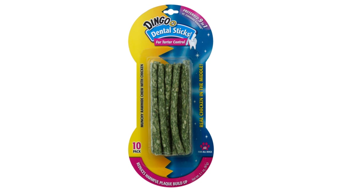 Dingo Dental Sticks Dog Treats for Tartar Control (10 ct)