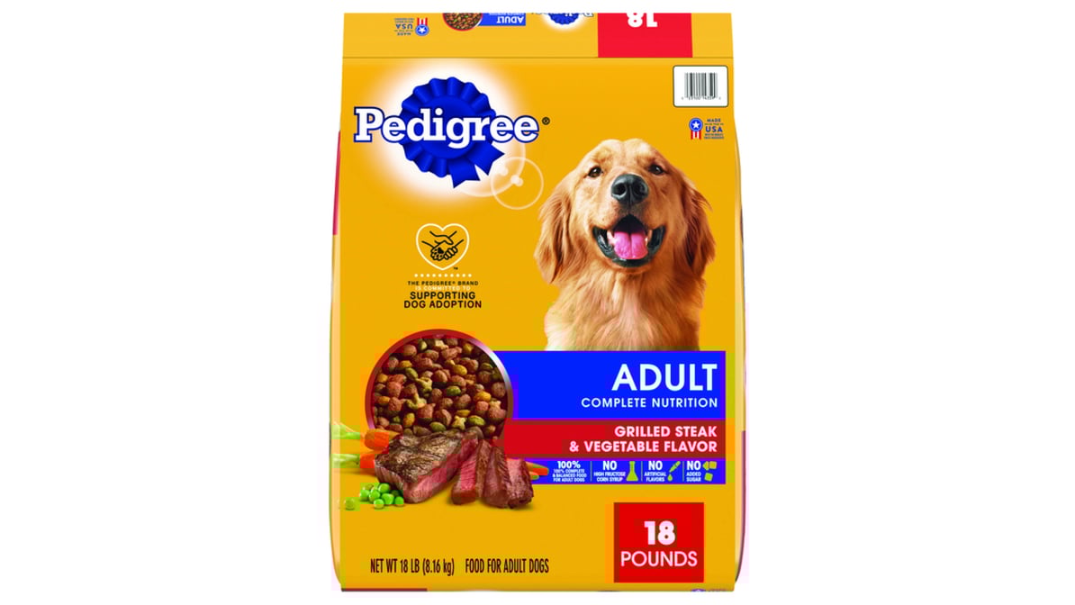 Pedigree Adult Complete Nutrition Dry Dog Food Grilled Steak & Vegetable (18 lb)