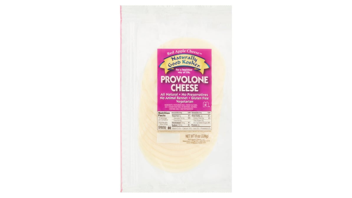 Red Apple Cheese Naturally Good Kosher Sliced Provolone Cheese (8 oz)