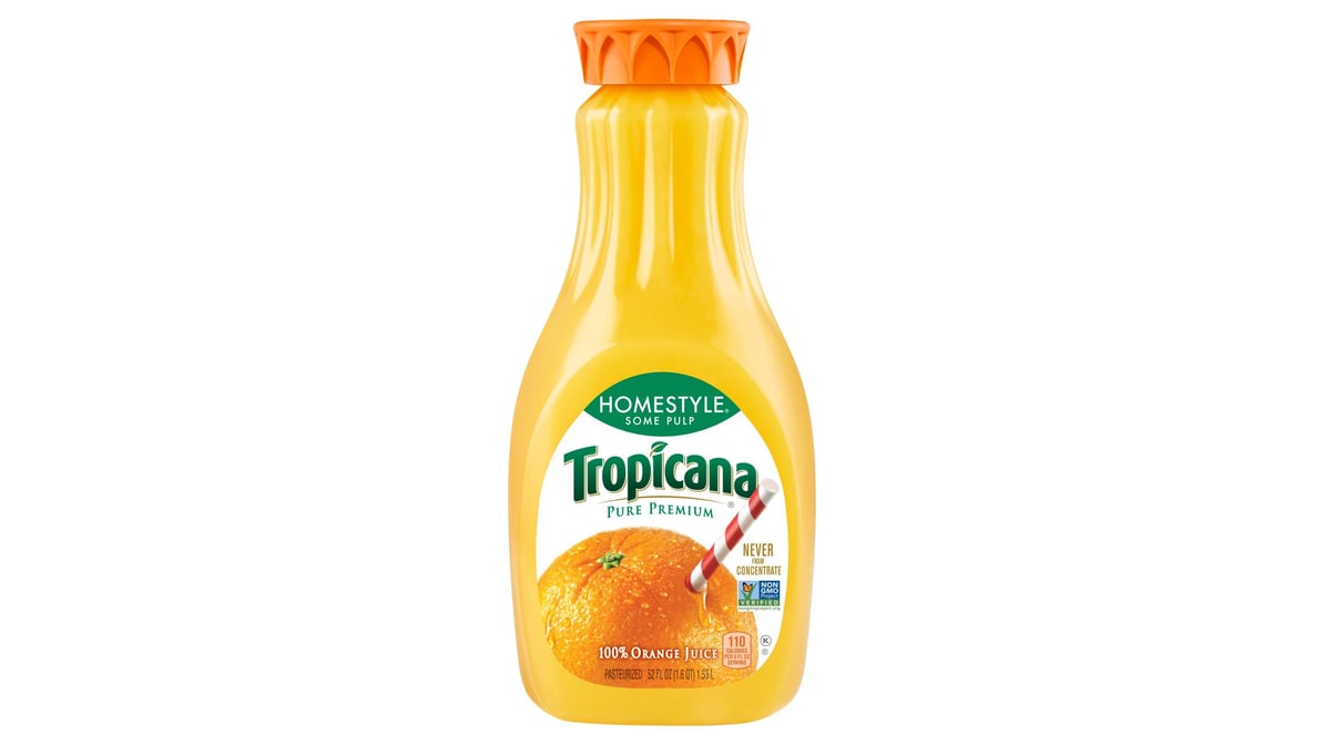 Tropicana 100% Homestyle Orange Juice Bottle (52 oz)