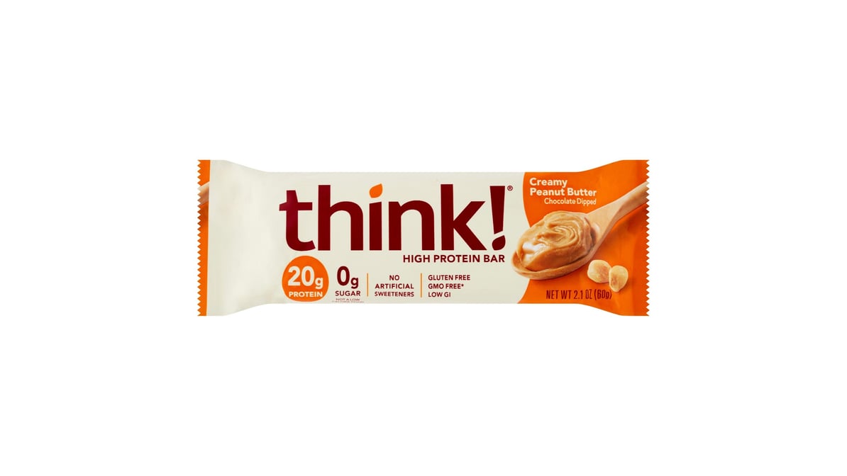 Think! Creamy Peanut Butter Chocolate DippedHigh Protein Bar (2.1 oz)