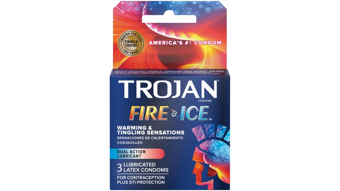 Trojan Fire & Ice Dual Action Lubricated Condoms (3 ct)