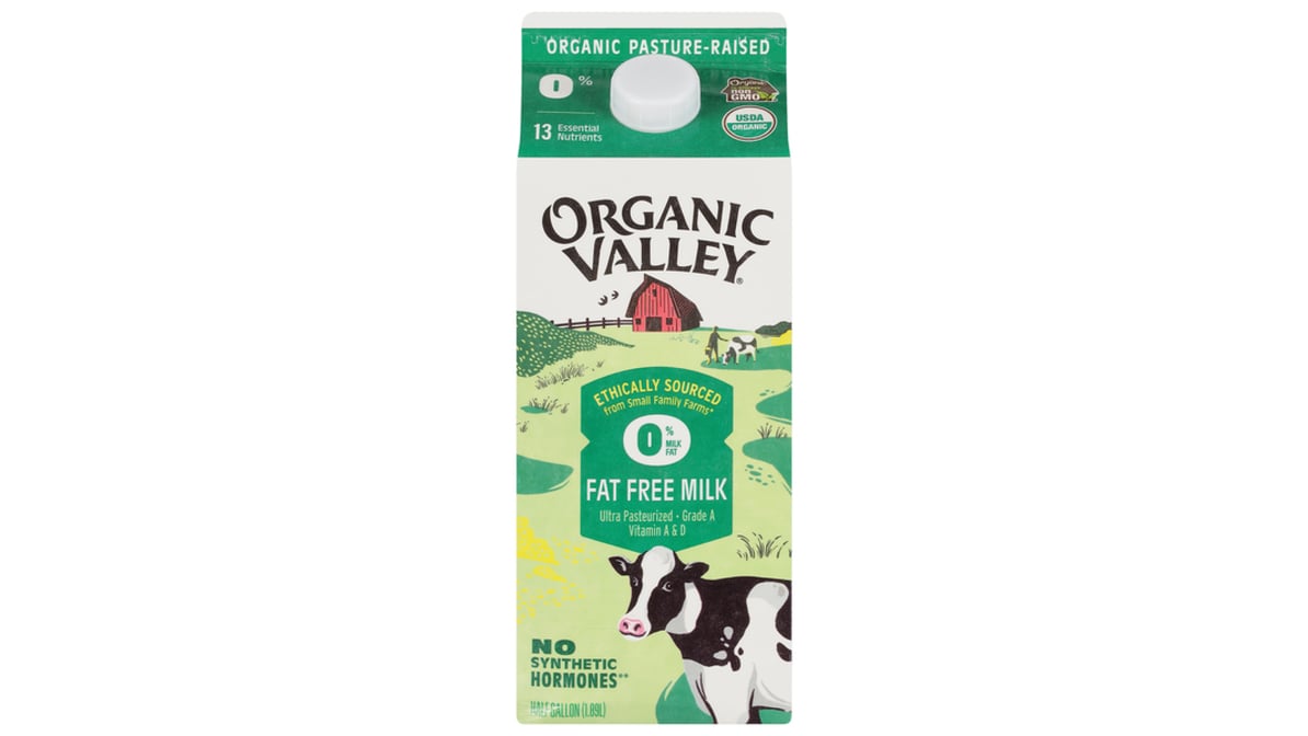 Organic Valley Fat Free Milk (1/2 gal)