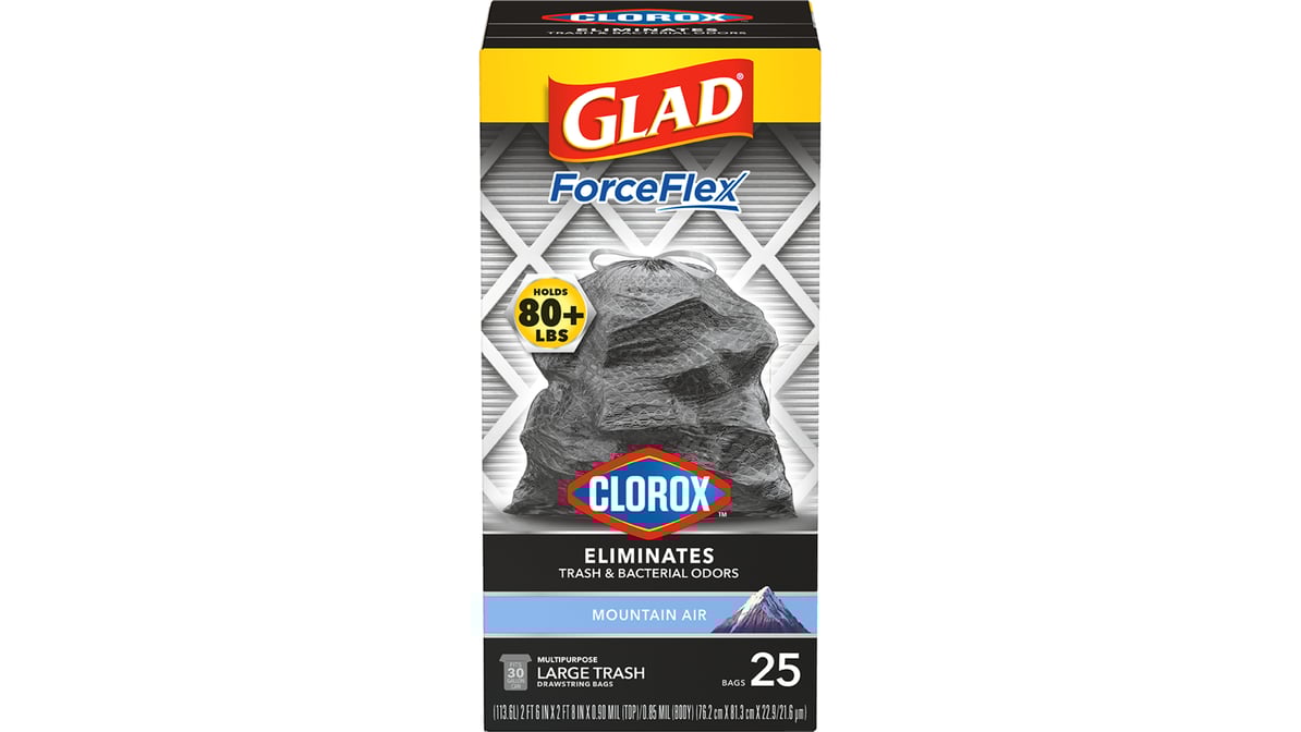 Glad ForceFlex Drawstring 30 gal Trash Bag (25 ct)