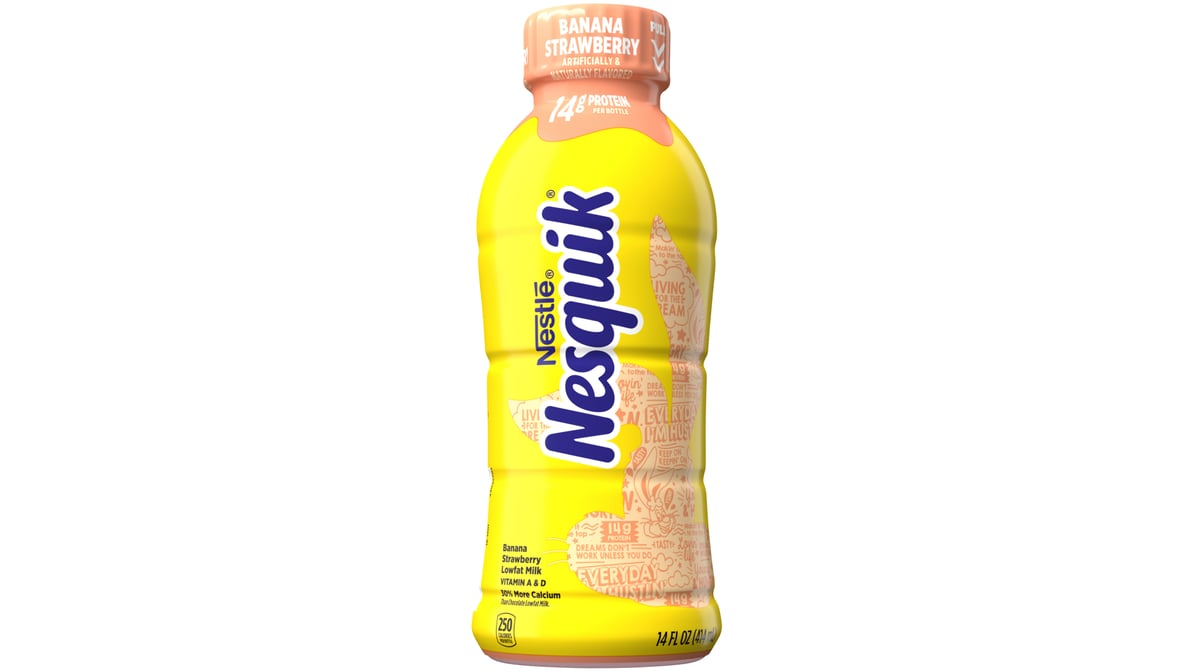 NESQUIK Banana Strawberry Lowfat Milk Bottle (14 oz)