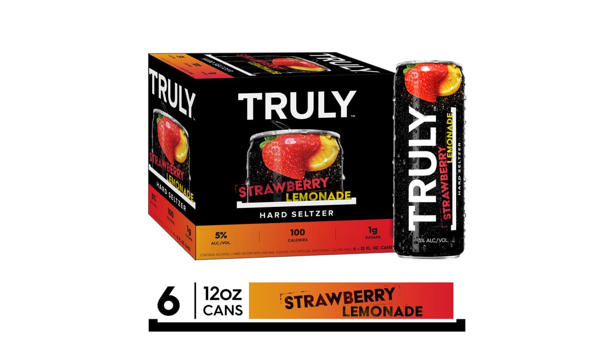 Truly Strawberry Lemonade Hard Seltzer Cans (12 oz x 6 ct)