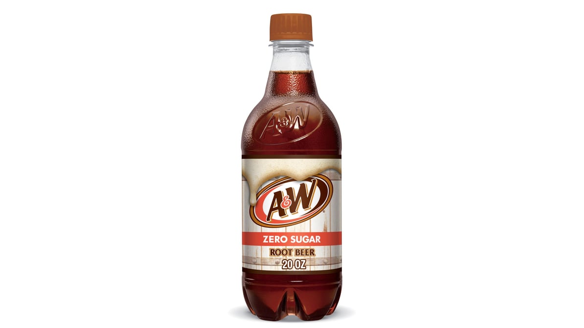A&W Zero Sugar Root Beer Soda Bottle (20 oz)