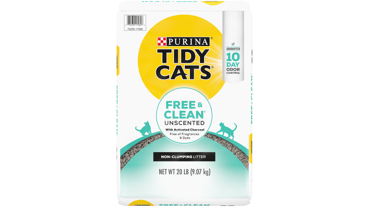 Tidy Cats Free & Clean Non Clumping Cat Litter Unscented with Activated Charcoal (20 lb)