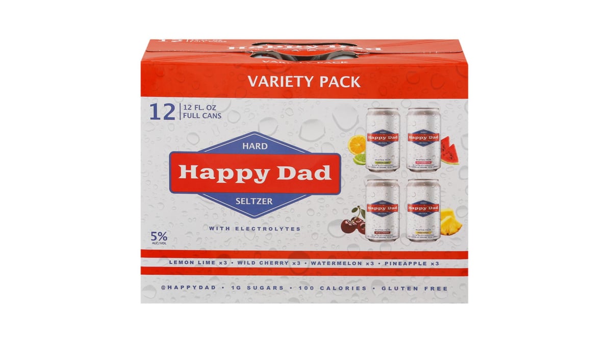 Happy Dad Hard Seltzer with Electrolytes Variety Pack Cans (12 oz x 12 ct)