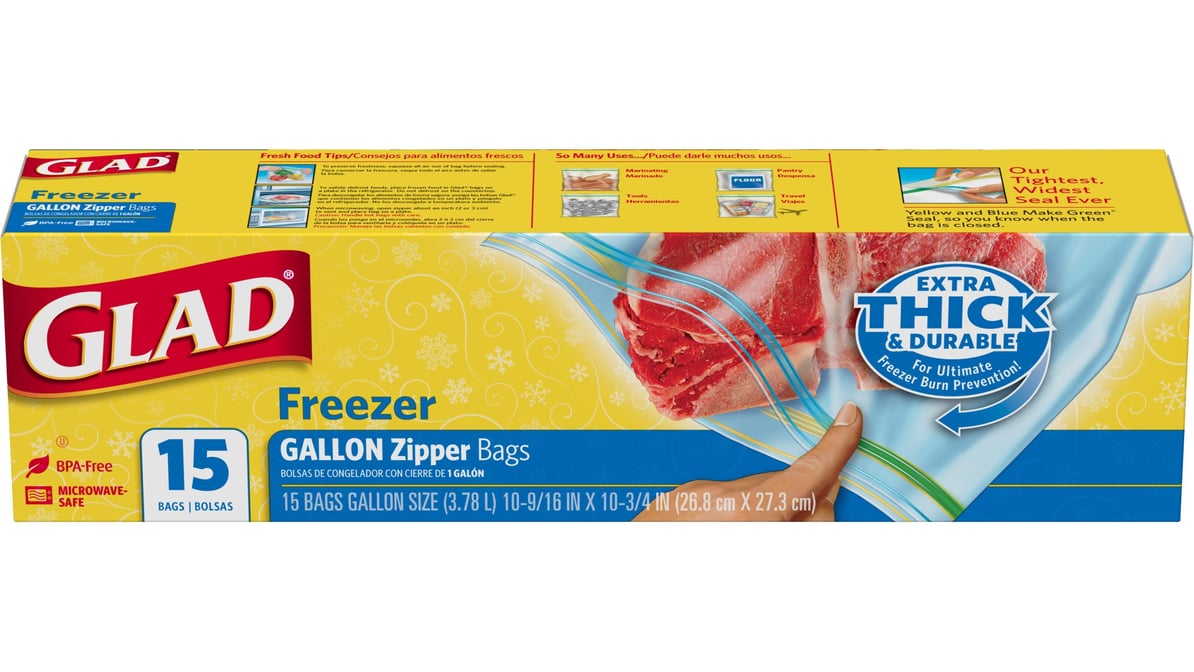 Glad Zipper Gallon Size Freezer Bags (15 ct)