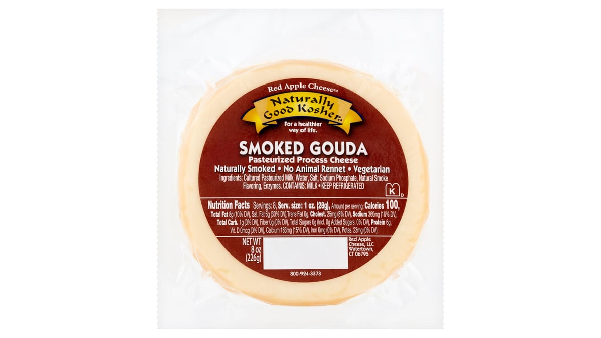 Red Apple Cheese Naturally Good Kosher Smoked Gouda Cheese (8 oz)