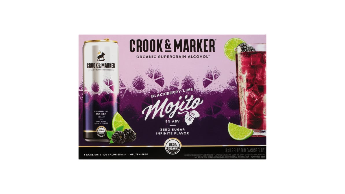 Crook & Marker Blackberry Lime Mojito Malt Beverage Cans (11.5 oz x 8 ct)