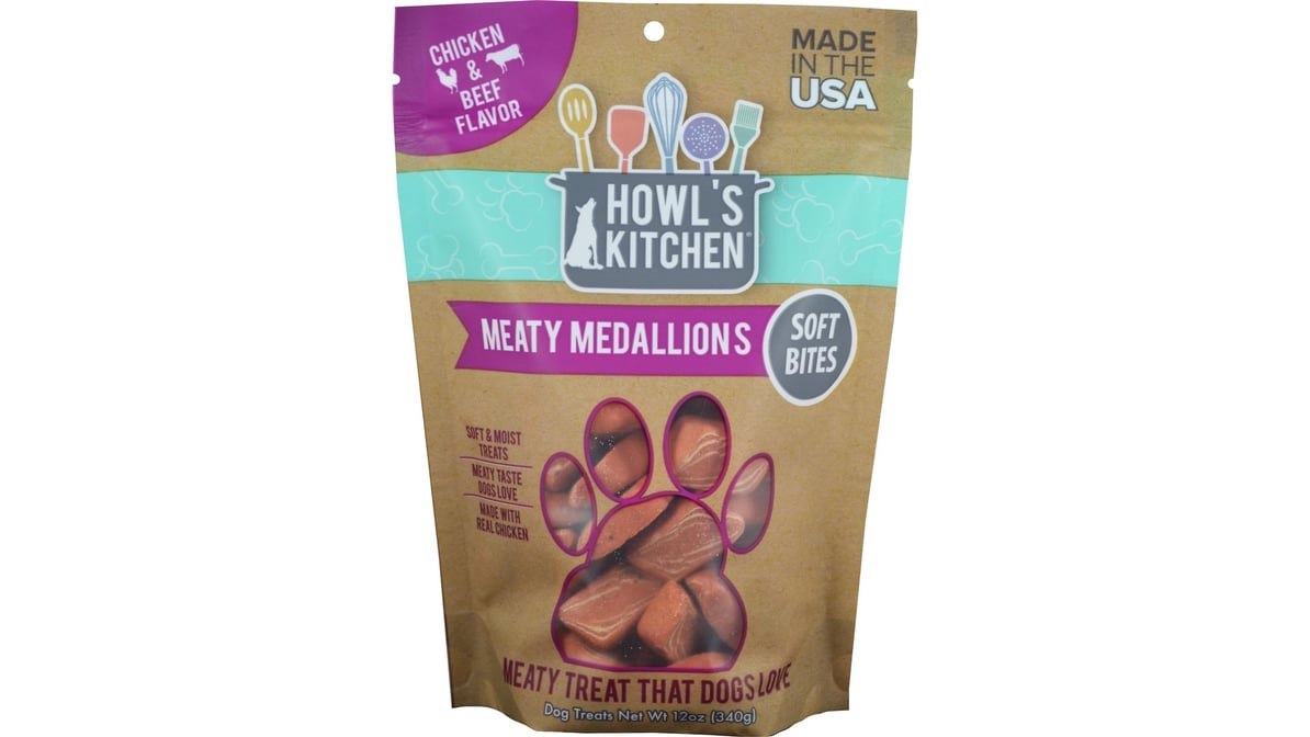 Howl's Kitchen Meaty Medallions Soft Bite Dog Treats Chicken and Beef (12 oz)