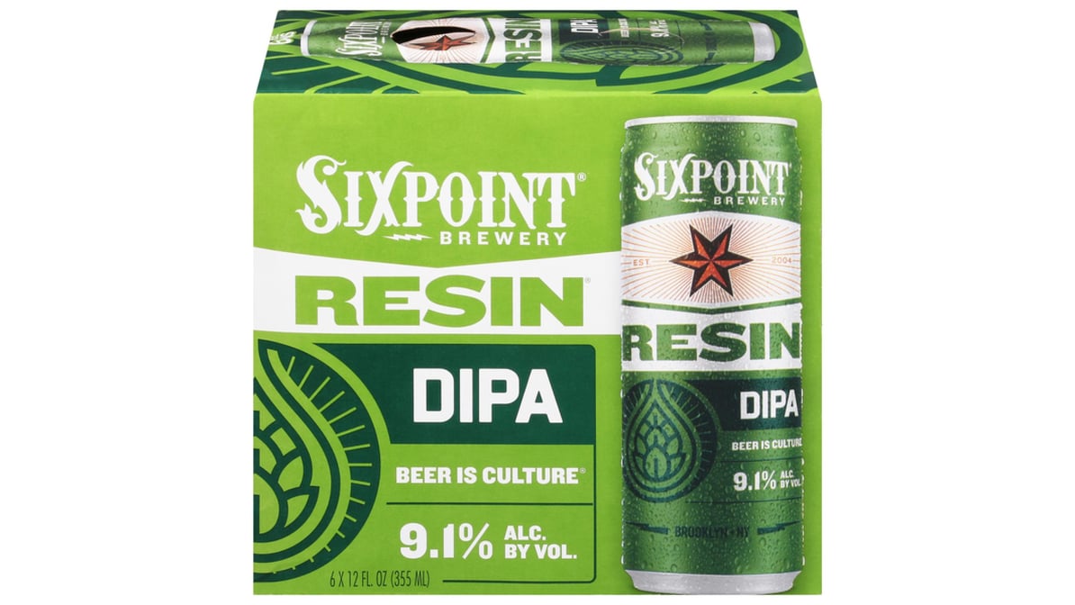 Sixpoint Brewery Resin Double IPA Beer Cans (12 oz x 6 ct)