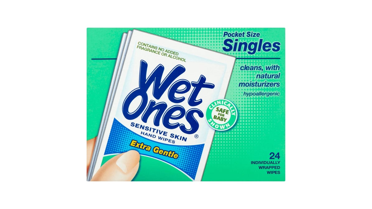 Wet Ones Sensitive Skin Single Hand Wipes Pocket Size (24 ct)