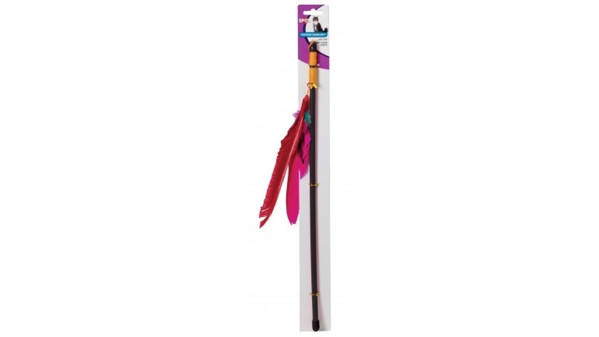 Spot Feather Dangler Teaser Wand Cat Toys 18
