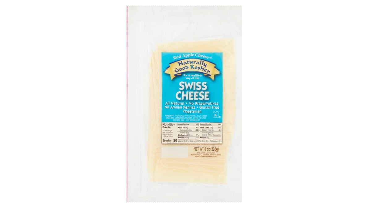 Red Apple Cheese Naturally Good Kosher Sliced Swiss Cheese (8 oz)