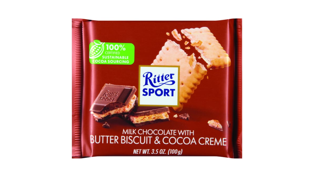 Ritter Sport Milk Chocolate with Butter Biscuit & Cocoa Cream Candy Bar (3.5 oz)