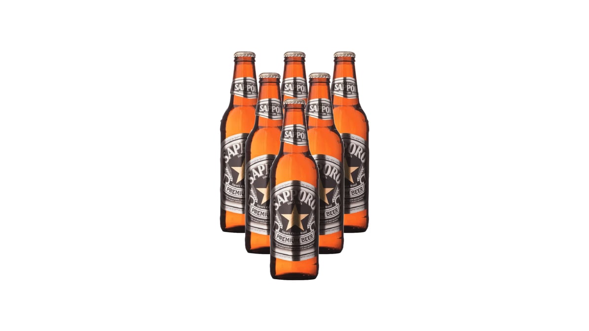 Sapporo Premium Japanese Lager Bottles (12 oz x 6 ct)