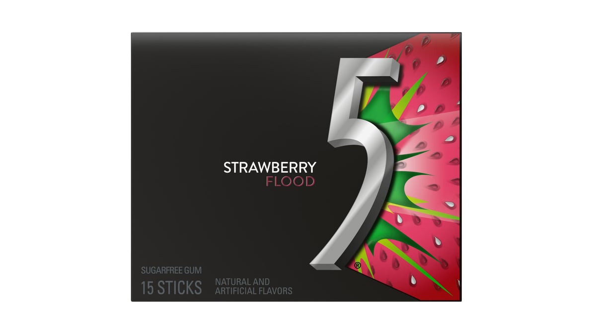 5 Sour Strawberry Flood Sugar-Free Gum (15 ct)