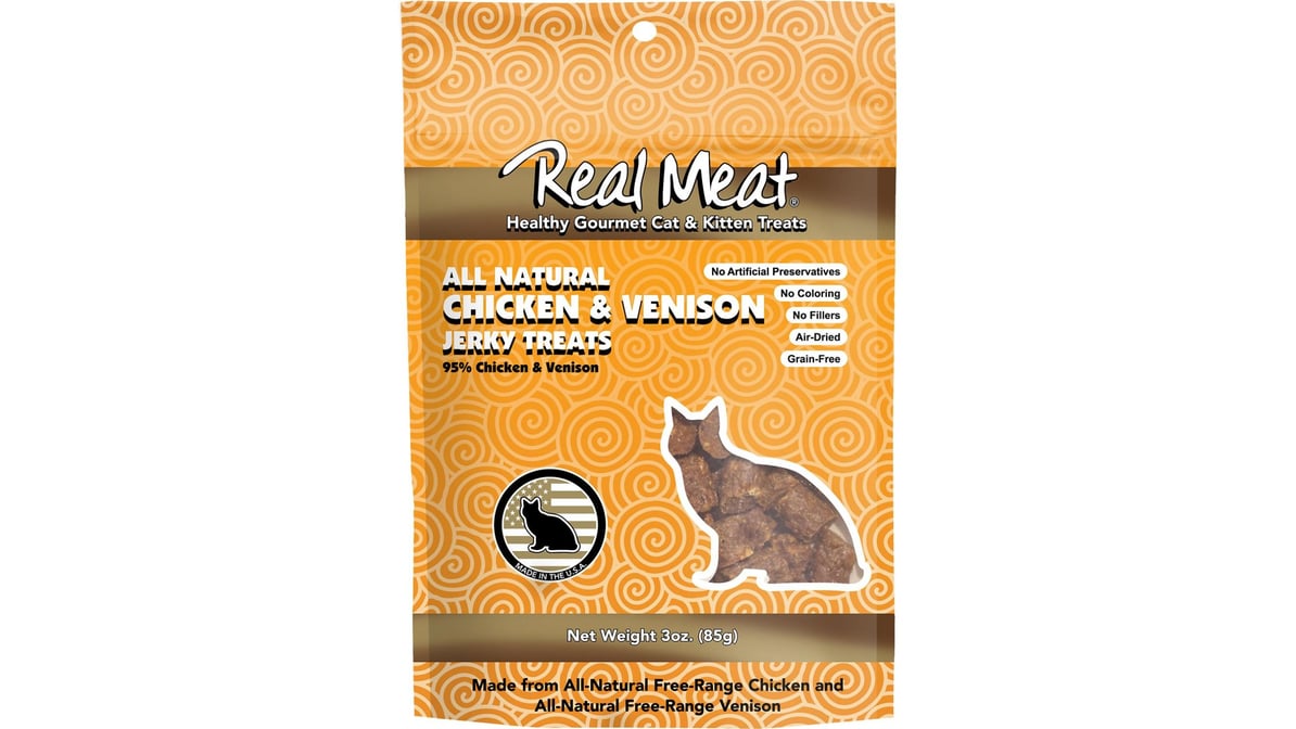 Real Meat Jerky Bites Cat Treat All Natural Chicken And Venison (3 oz)