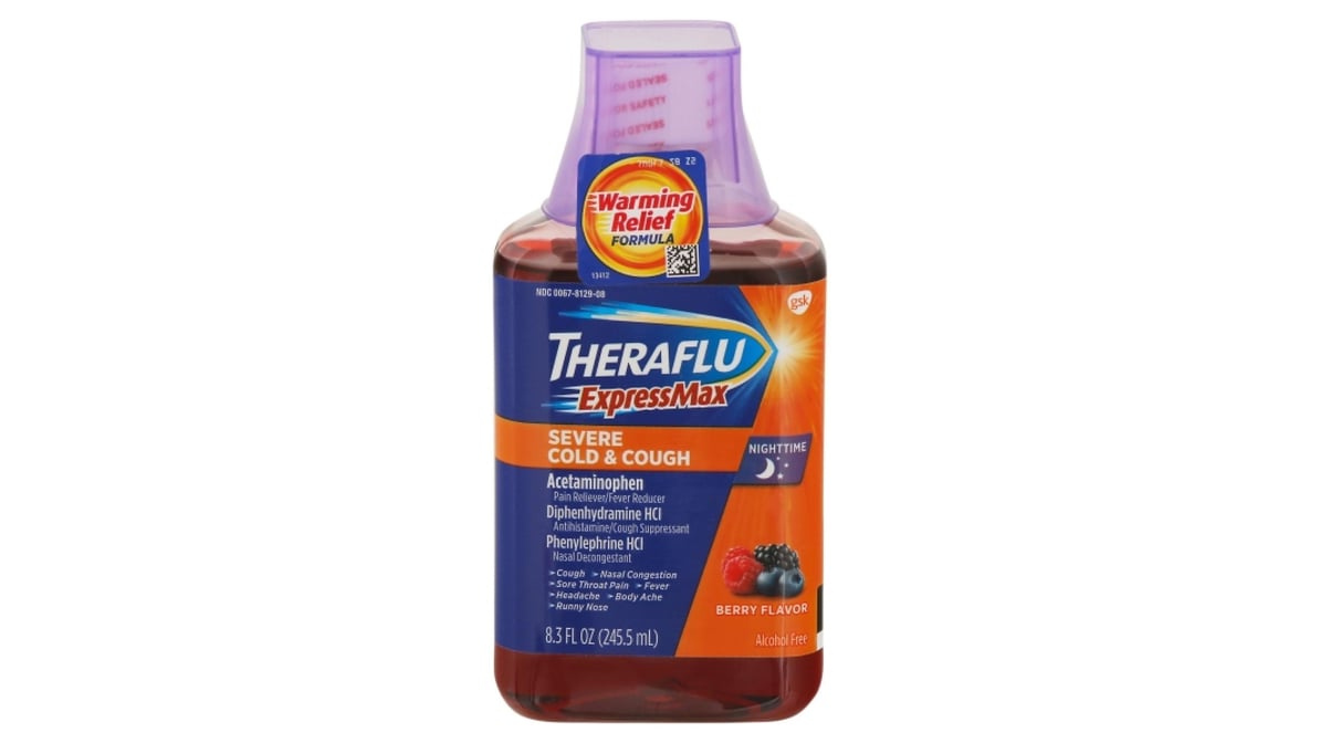 Theraflu Theraflu ExpressMax Nighttime Severe Cold & Cough Liquid Berry Flavor (8.3 oz)