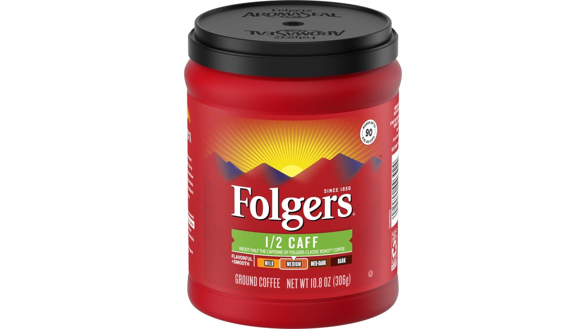 Folgers 1/2 Caff Medium Roast Ground Coffee Classic (10.8 oz)