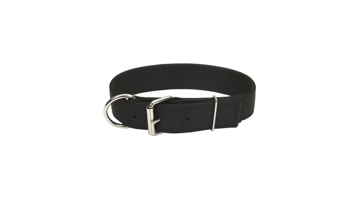 Macho Dog Double-Ply 1 3/4" x 26" Black Dog Collar with Roller Buckle