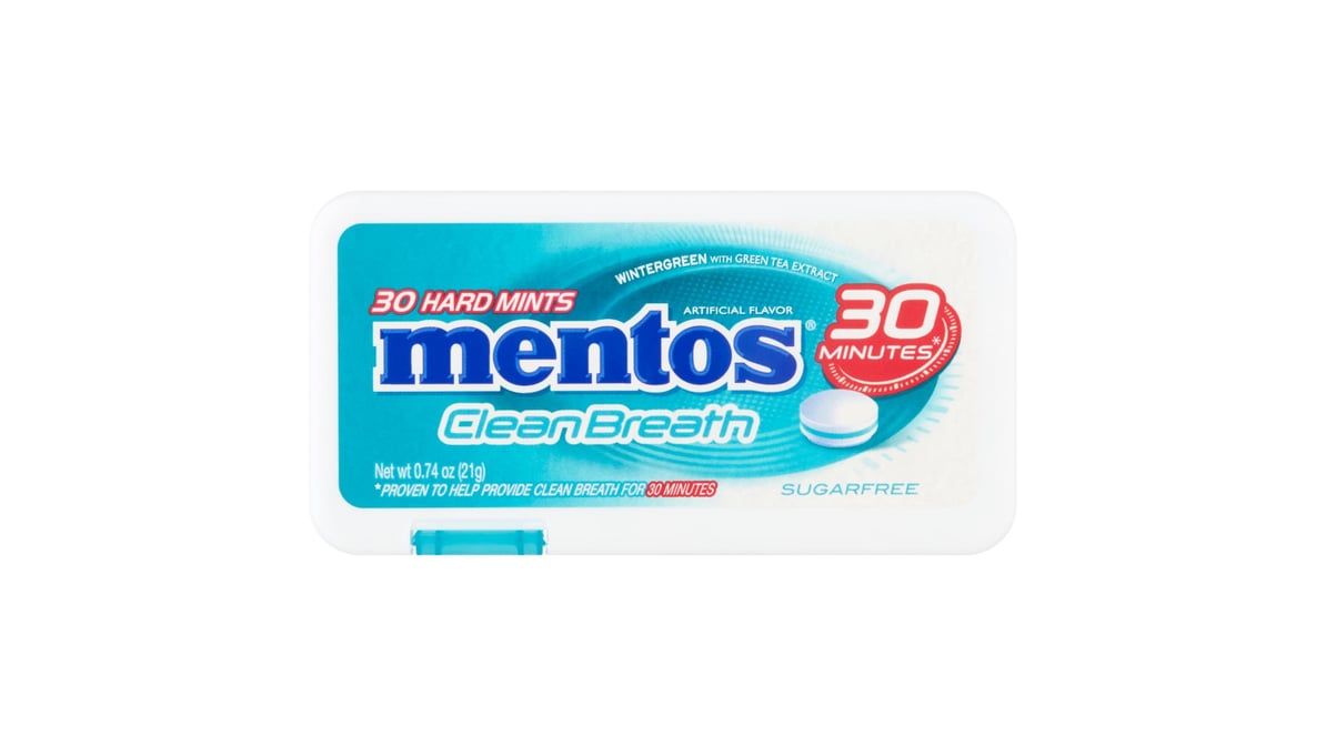 Mentos Sugar Free Clean Breath Wintergreen Hard Mints (30 ct)