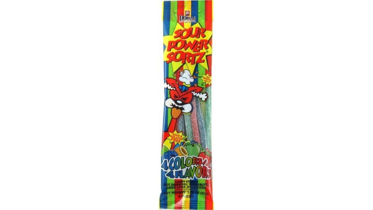 Dorval Sour Power Sortz Assorted Fruit Flavored Candy Straws (1.75 oz)