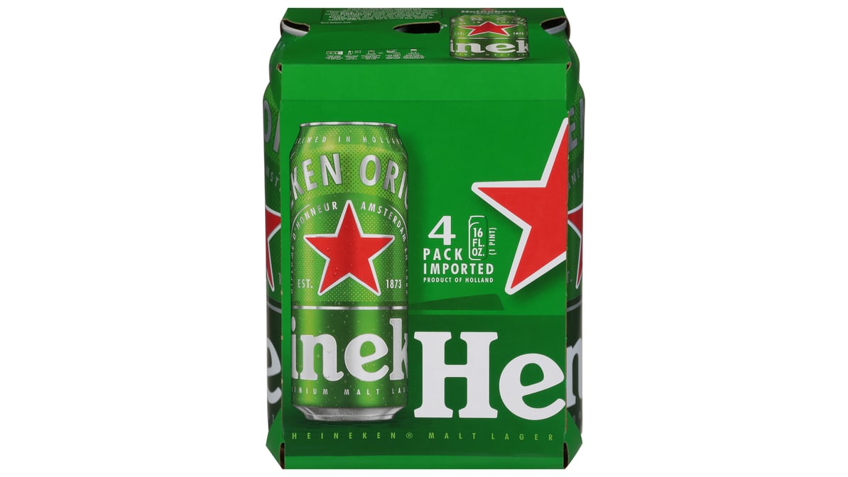 Heineken Lager Cans (16 oz x 4 ct)