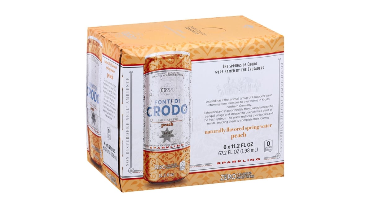 Fonti di Crodo Sparkling Mineral Water Peach Cans (11.2 oz x 6 ct)