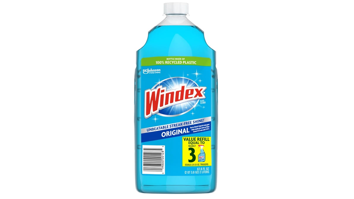 Windex Unbeatable Streak-Free Shine Glass Cleaner Refill Original Blue (2 L)