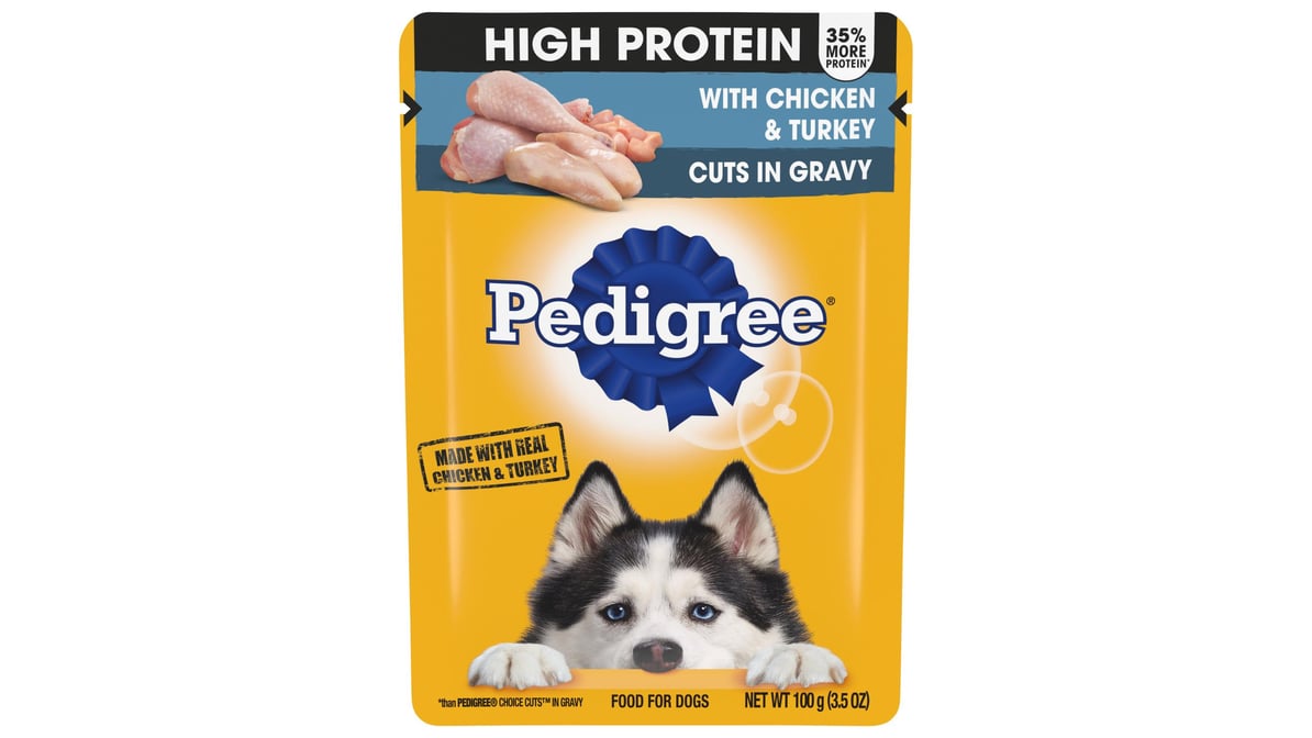 Pedigree High Protein Cuts in Gravy Wet Dog Food with Chicken & Turkey (3.5 oz)