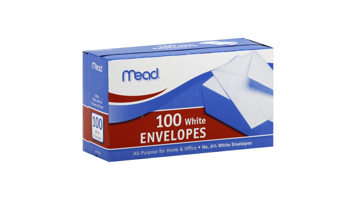 Mead White 6.75" Envelopes (100 ct)
