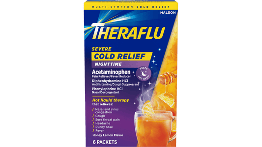 Theraflu Nighttime Severe Honey Lemon Multi-Symptom Cold Relief Packets (6 ct)