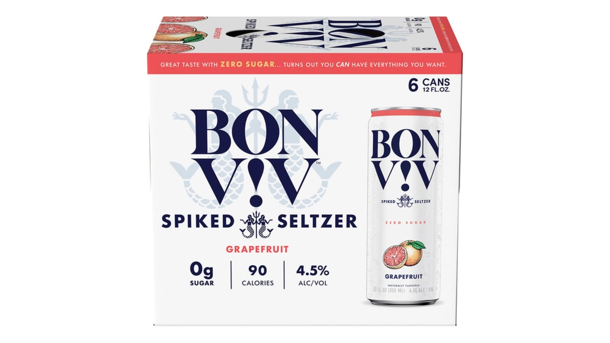 Bon V!v Grapefruit Spiked Seltzer Cans (12 oz x 6 ct)