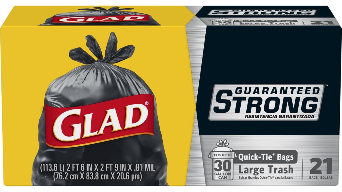 Glad 30 gal Bin Bags Large Black (21 ct)