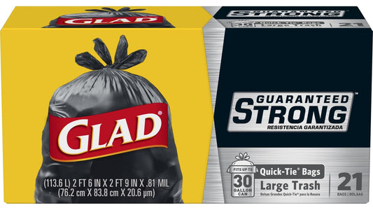 Glad 30 gal Bin Bags Large Black (21 ct)
